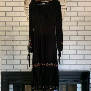 Black floral embroidered maxi